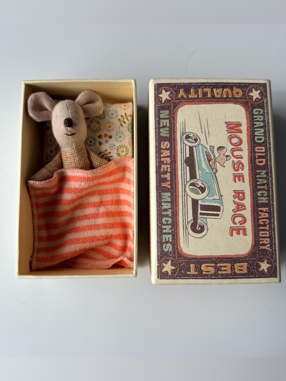 Maileg Little Brother Mouse In Matchbox w/ Bedding